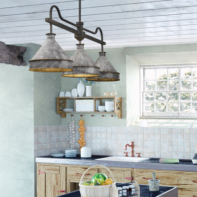 Jasper 3-light Island Light in Antique Black Iron - - Golden Lighting