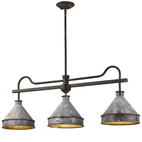 Jasper 3-light Island Light in Antique Black Iron - - Golden Lighting