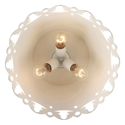 Eloise 3-light Flush Mount in Antique Ivory, view from below - Golden Lighting