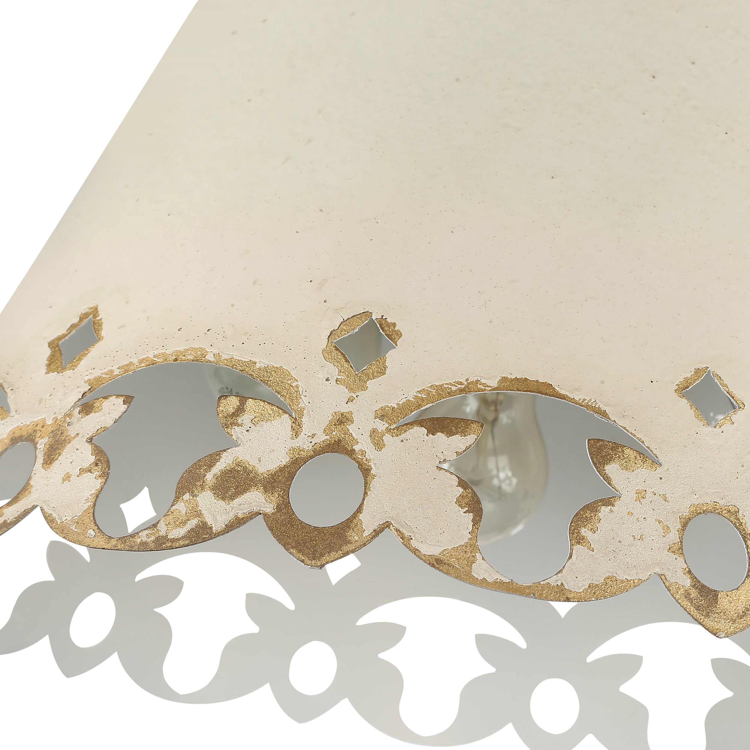 Eloise 3-Light Flush Mount in Antique Ivory - Antique Ivory / Antique Ivory / Beige - Golden Lighting