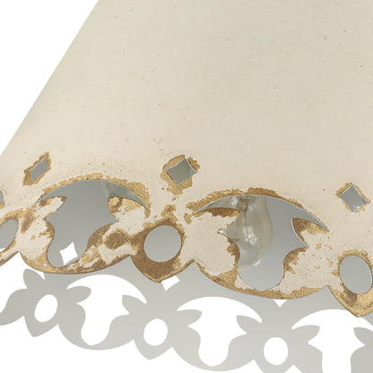 Eloise 3-Light Flush Mount in Antique Ivory - Antique Ivory / Antique Ivory / Beige - Golden Lighting