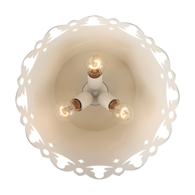Eloise 3-light Pendant in Antique Ivory, view from below - Golden Lighting