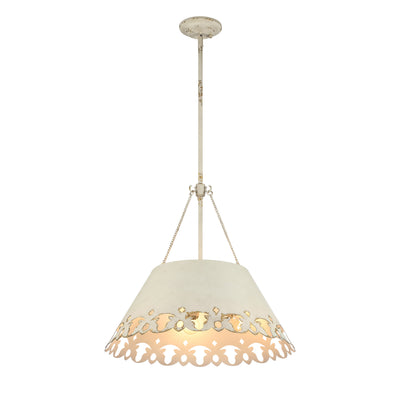 Eloise 5-light Pendant in Antique Ivory, side view - Golden Lighting