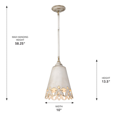 Eloise 1-light Pendant in Antique Ivory