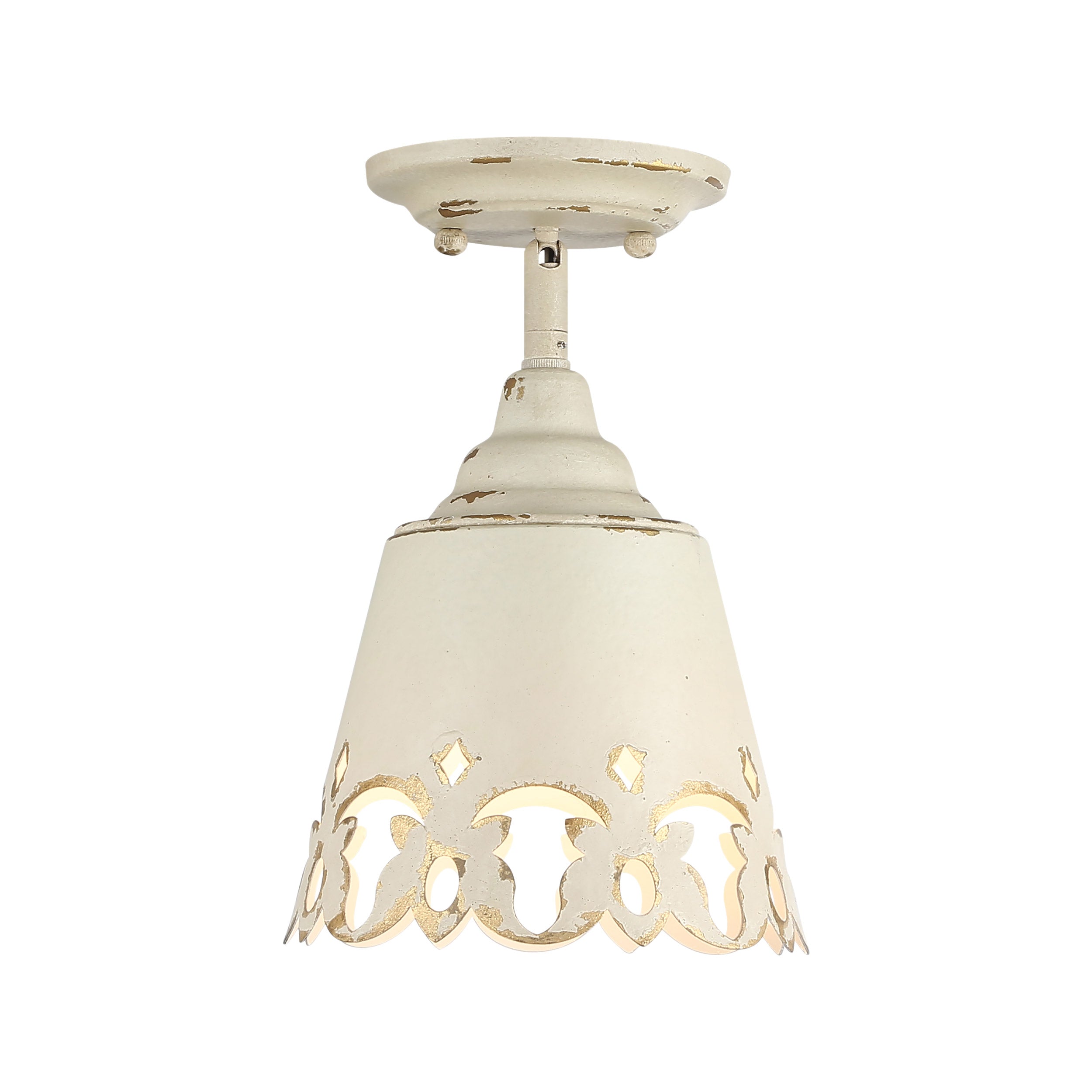 Eloise 1-Light Semi-Flush in Antique Ivory - - Golden Lighting