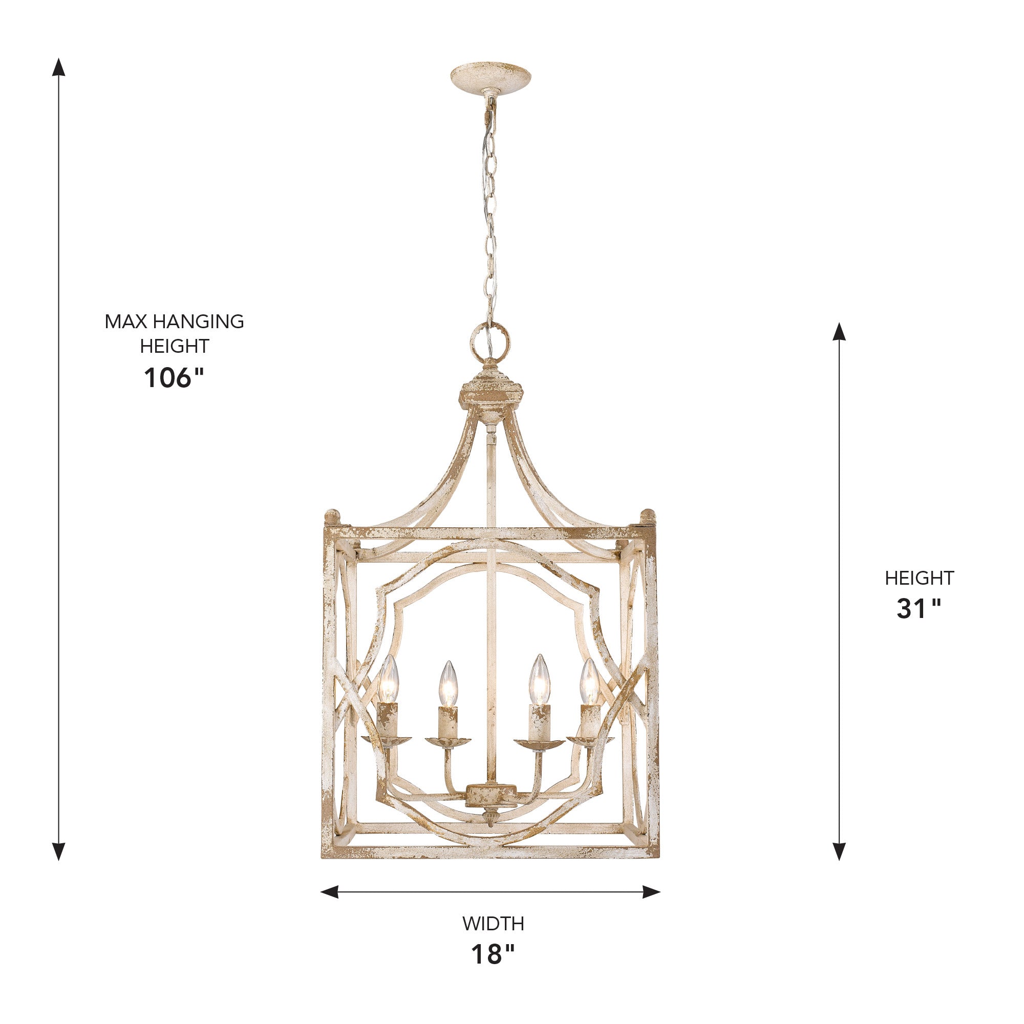 Laurent 4-light Pendant in Antique Ivory
