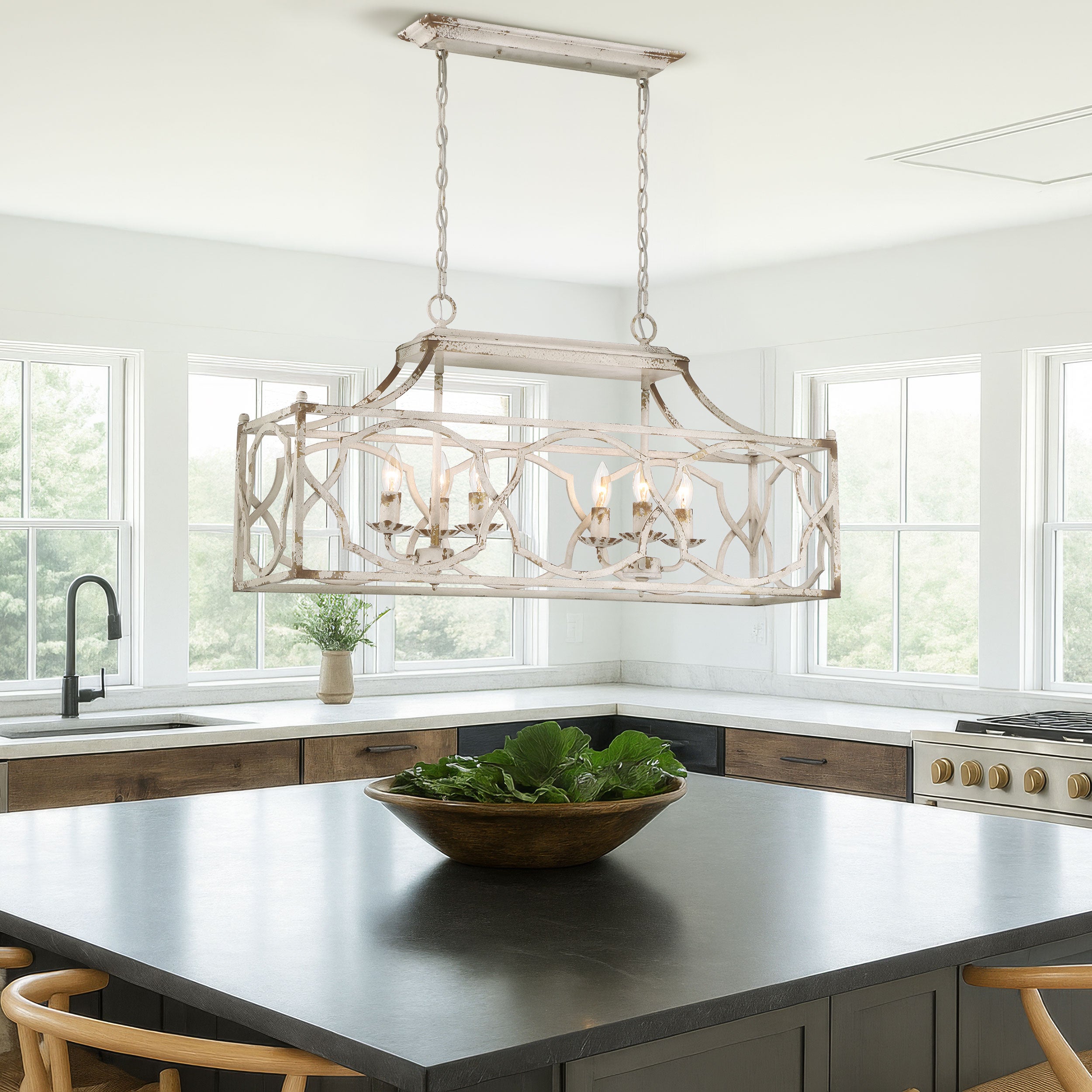 Laurent 6-light Island Light in Antique Ivory
