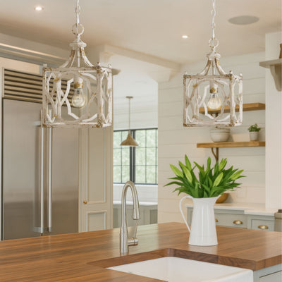 Golden Lighting Laurent 1-Light Pendant in Antique Ivory - - Golden Lighting