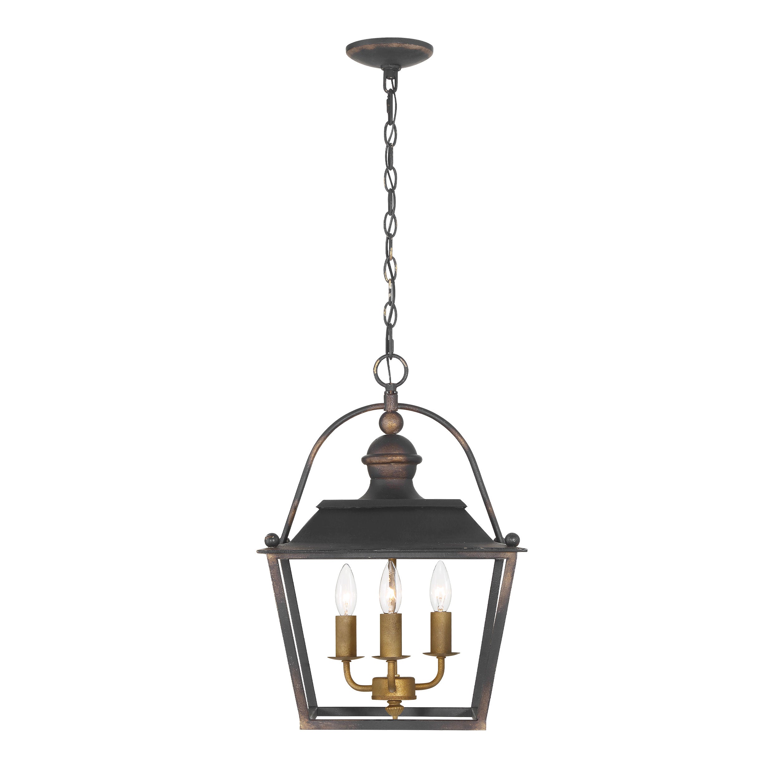 Golden Lighting Christoff 3-light Pendant in Antique Black Iron - - Golden Lighting