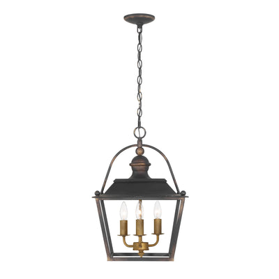 Golden Lighting Christoff 3-light Pendant in Antique Black Iron - - Golden Lighting