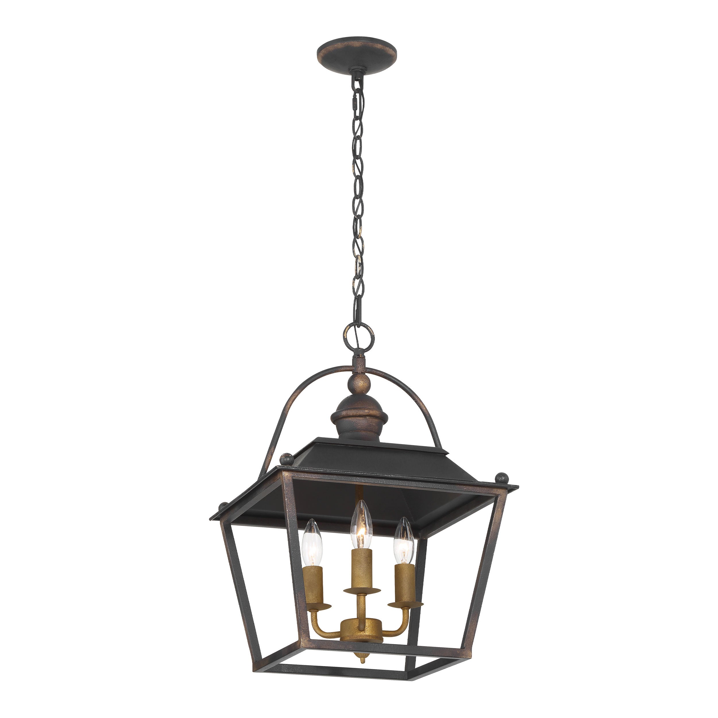 Golden Lighting Christoff 3-light Pendant in Antique Black Iron - - Golden Lighting