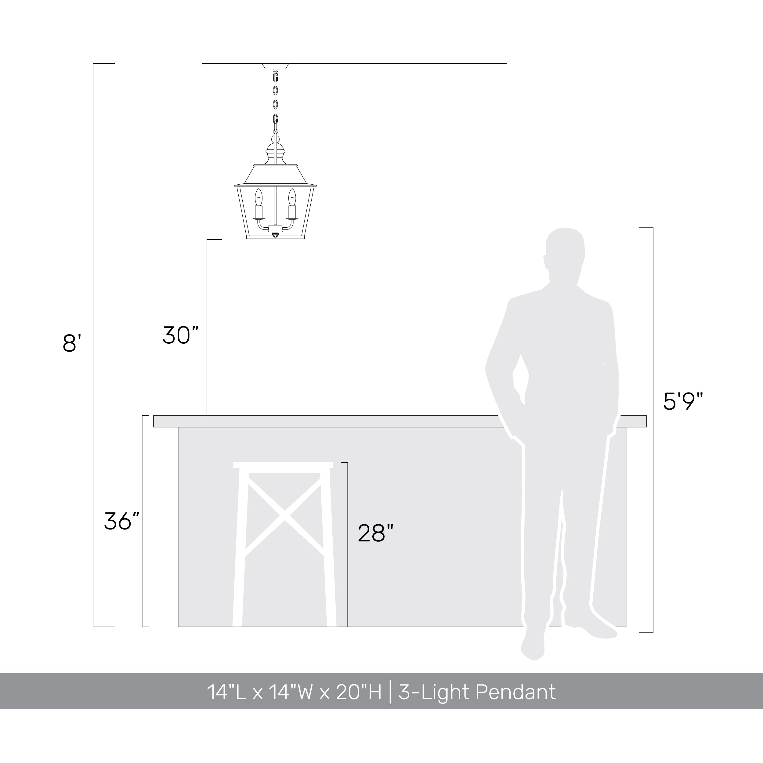 Golden Lighting Christoff 3-light Pendant in Antique Black Iron - - Golden Lighting