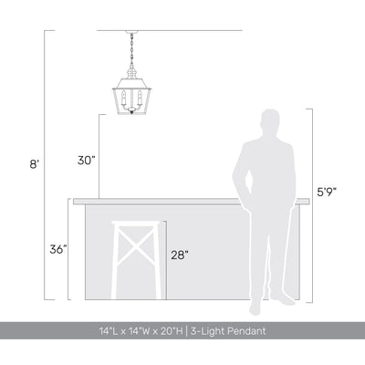 Golden Lighting Christoff 3-light Pendant in Antique Black Iron - - Golden Lighting