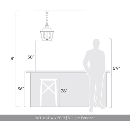 Golden Lighting Christoff 3-light Pendant in Antique Black Iron - - Golden Lighting