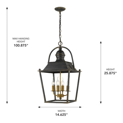 Golden Lighting Christoff 4-light Pendant in Antique Black Iron - - Golden Lighting
