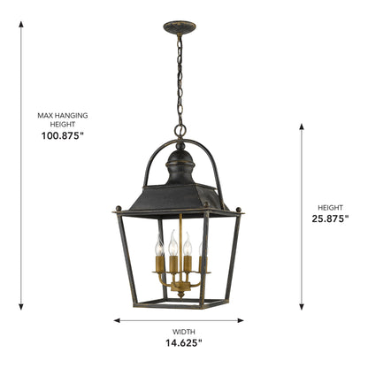 Golden Lighting Christoff 4-light Pendant in Antique Black Iron - - Golden Lighting