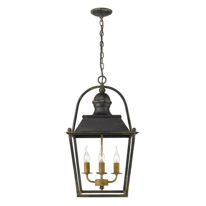 Christoff 4 Light Pendant in Antique Black Iron - Antique Black Iron / Antique Black Iron / NA - Golden Lighting