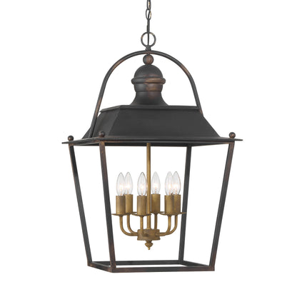 Golden Lighting Christoff 6-light Pendant in Antique Black Iron - - Golden Lighting