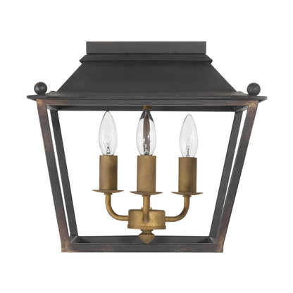 Golden Lighting Christoff 3-light Flush Mount in Antique Black Iron - - Golden Lighting