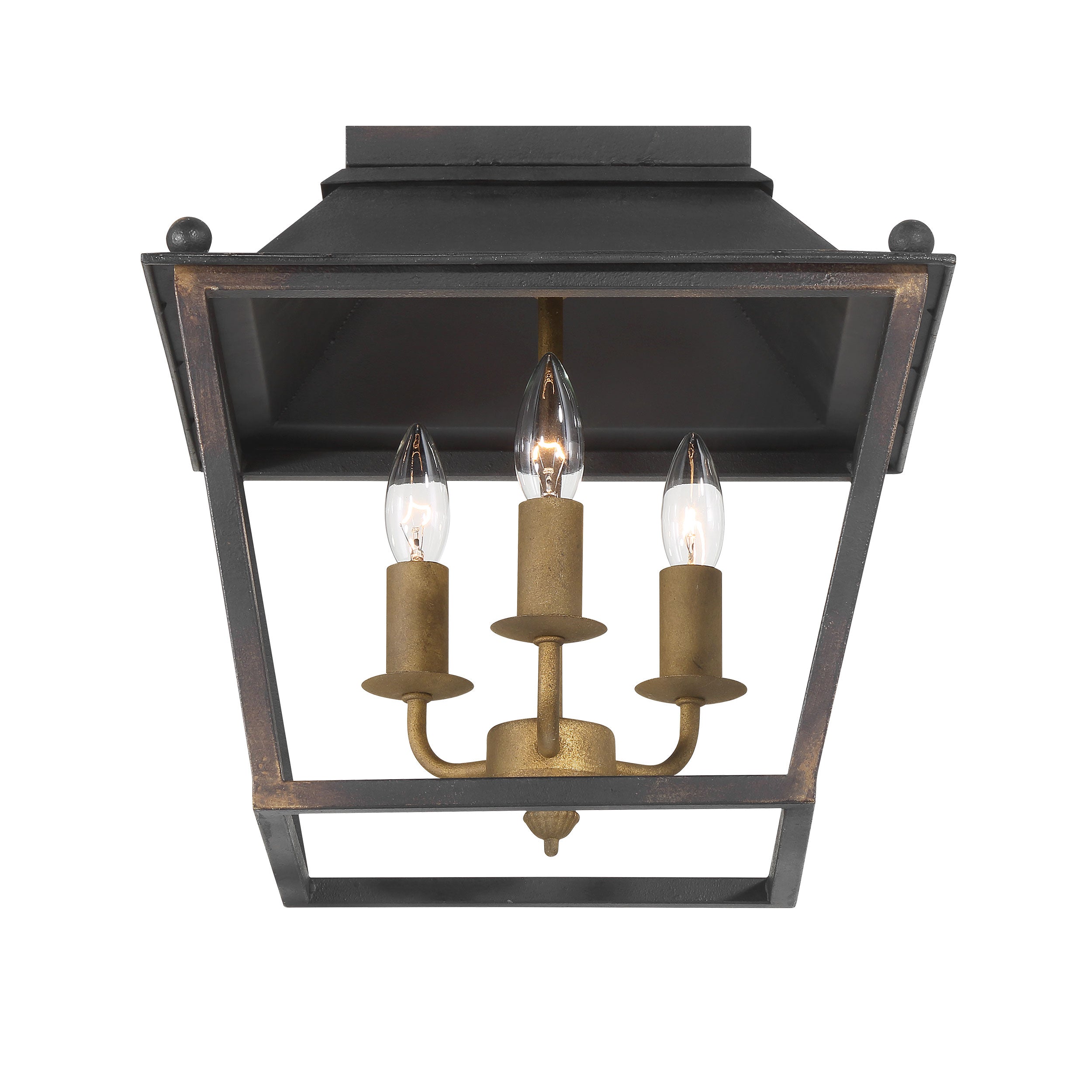 Golden Lighting Christoff 3-light Flush Mount in Antique Black Iron - - Golden Lighting