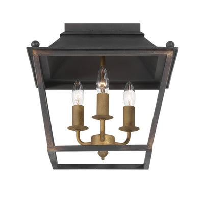 Golden Lighting Christoff 3-light Flush Mount in Antique Black Iron - - Golden Lighting
