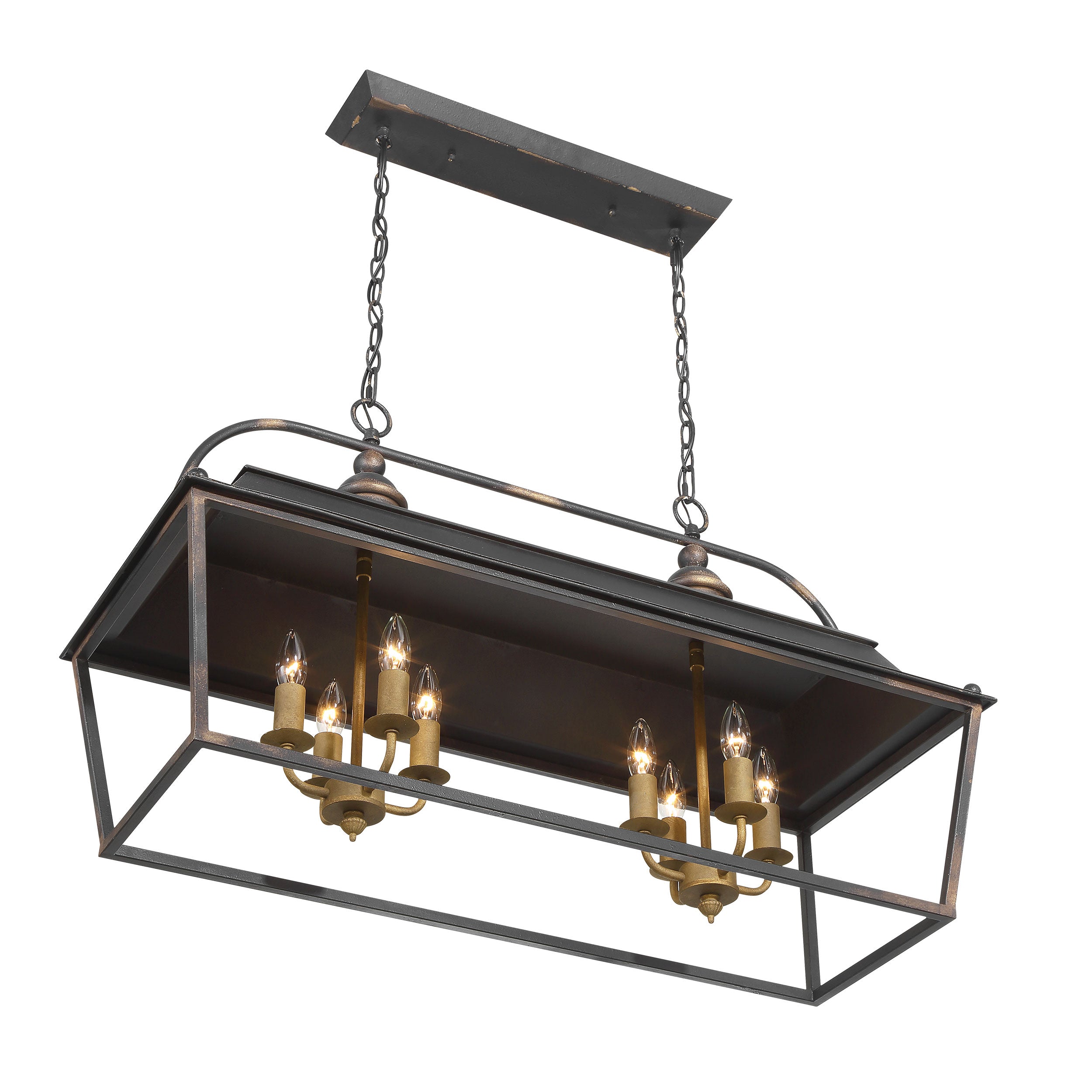 Golden Lighting Christoff 8-light Island Light in Antique Black Iron - - Golden Lighting