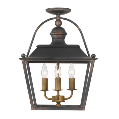 Golden Lighting Christoff 3-light Semi-Flush Mount in Antique Black Iron - - Golden Lighting