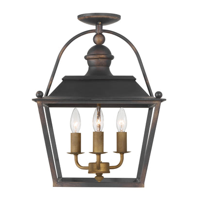 Golden Lighting Christoff 3-light Semi-Flush Mount in Antique Black Iron - - Golden Lighting