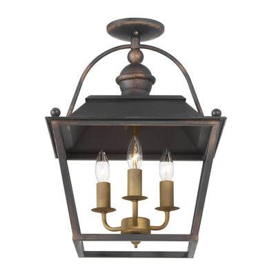 Golden Lighting Christoff 3-light Semi-Flush Mount in Antique Black Iron - - Golden Lighting