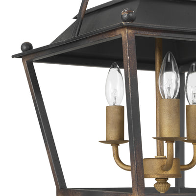 Golden Lighting Christoff 3-light Semi-Flush Mount in Antique Black Iron - - Golden Lighting