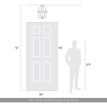 Golden Lighting Christoff 3-light Semi-Flush Mount in Antique Black Iron - - Golden Lighting