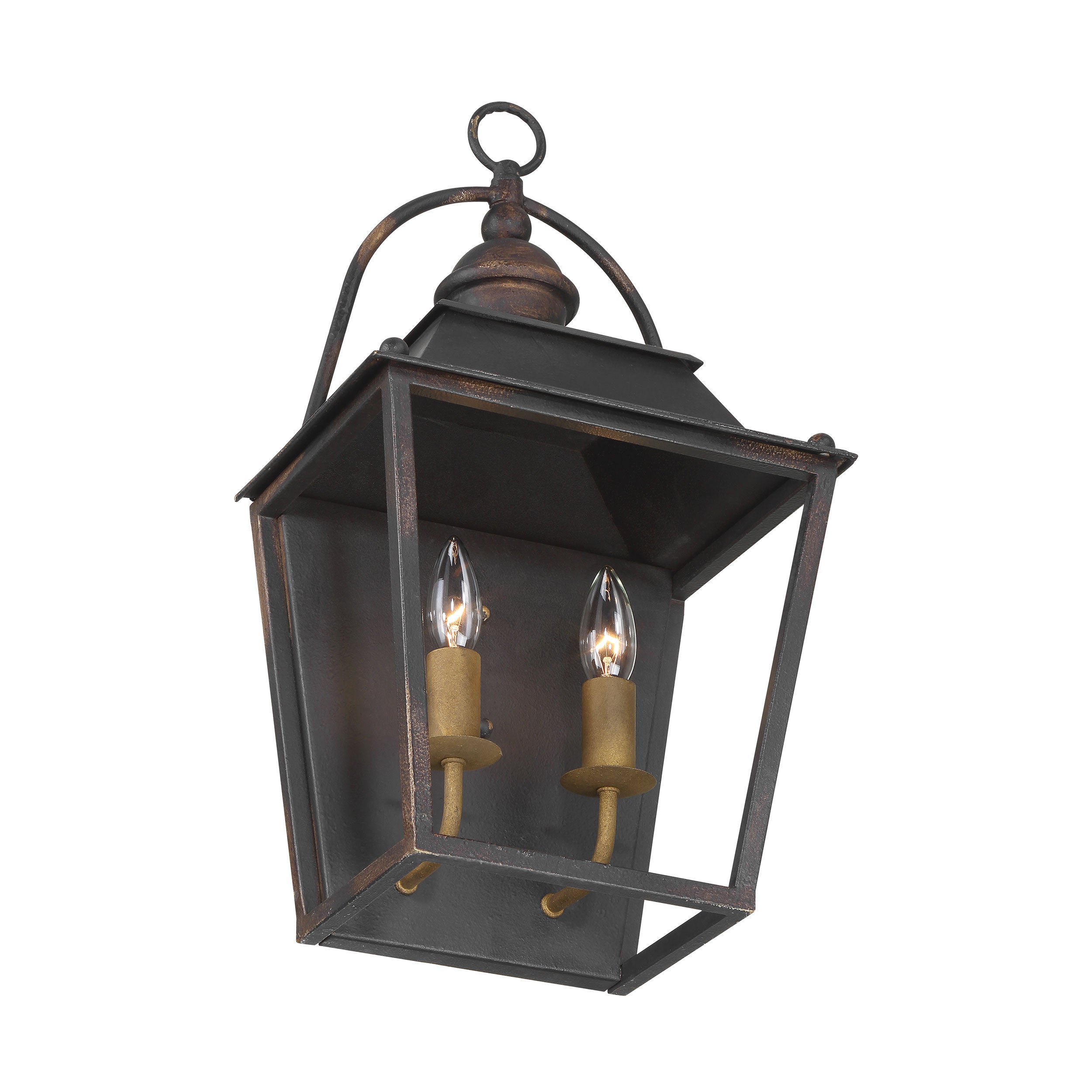 Golden Lighting Christoff 2-light Wall Sconce in Antique Black Iron - - Golden Lighting