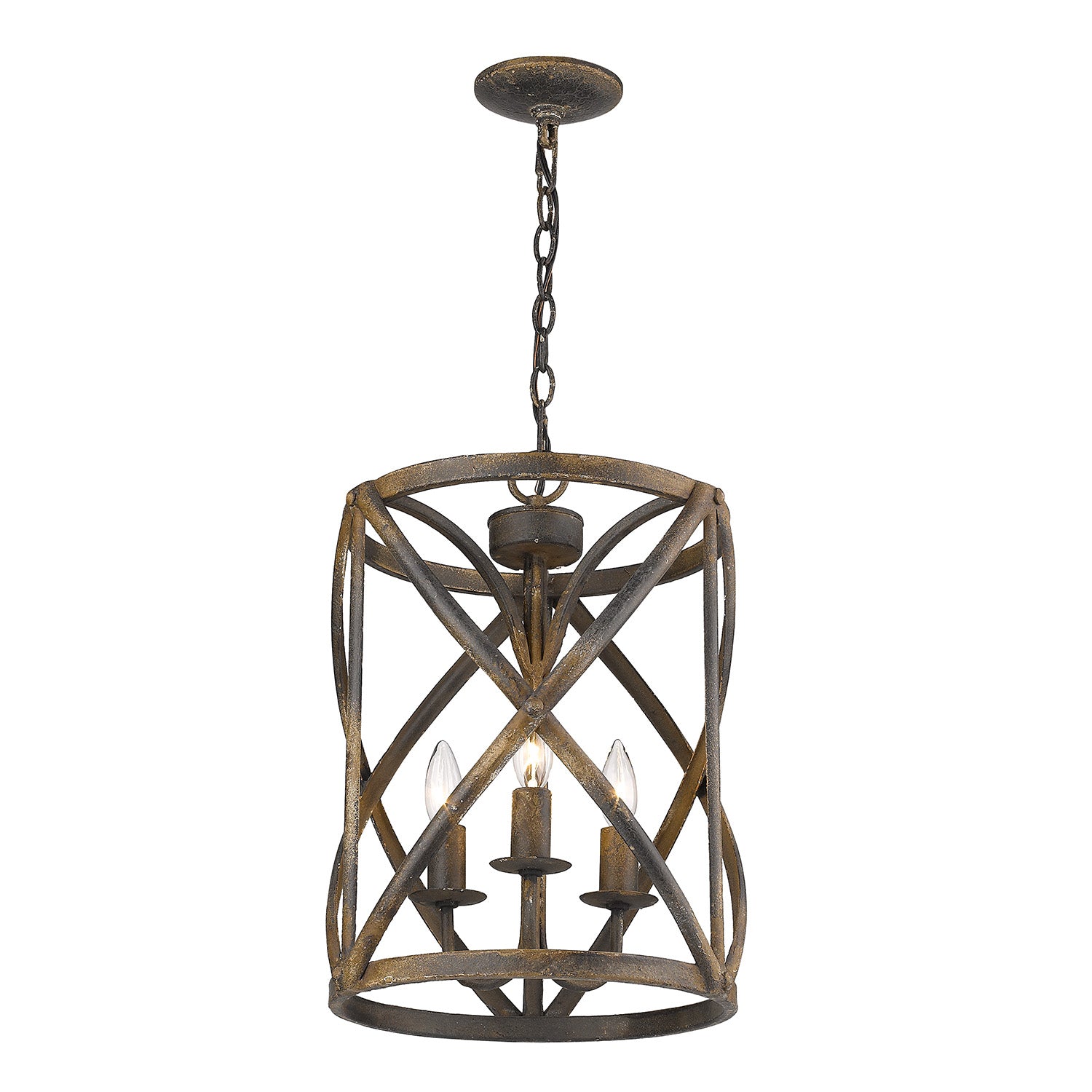 Golden Lighting Alcott 3-light Pendant in Antique Black Iron - - Golden Lighting