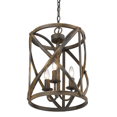 Golden Lighting Alcott 3-light Pendant in Antique Black Iron - - Golden Lighting