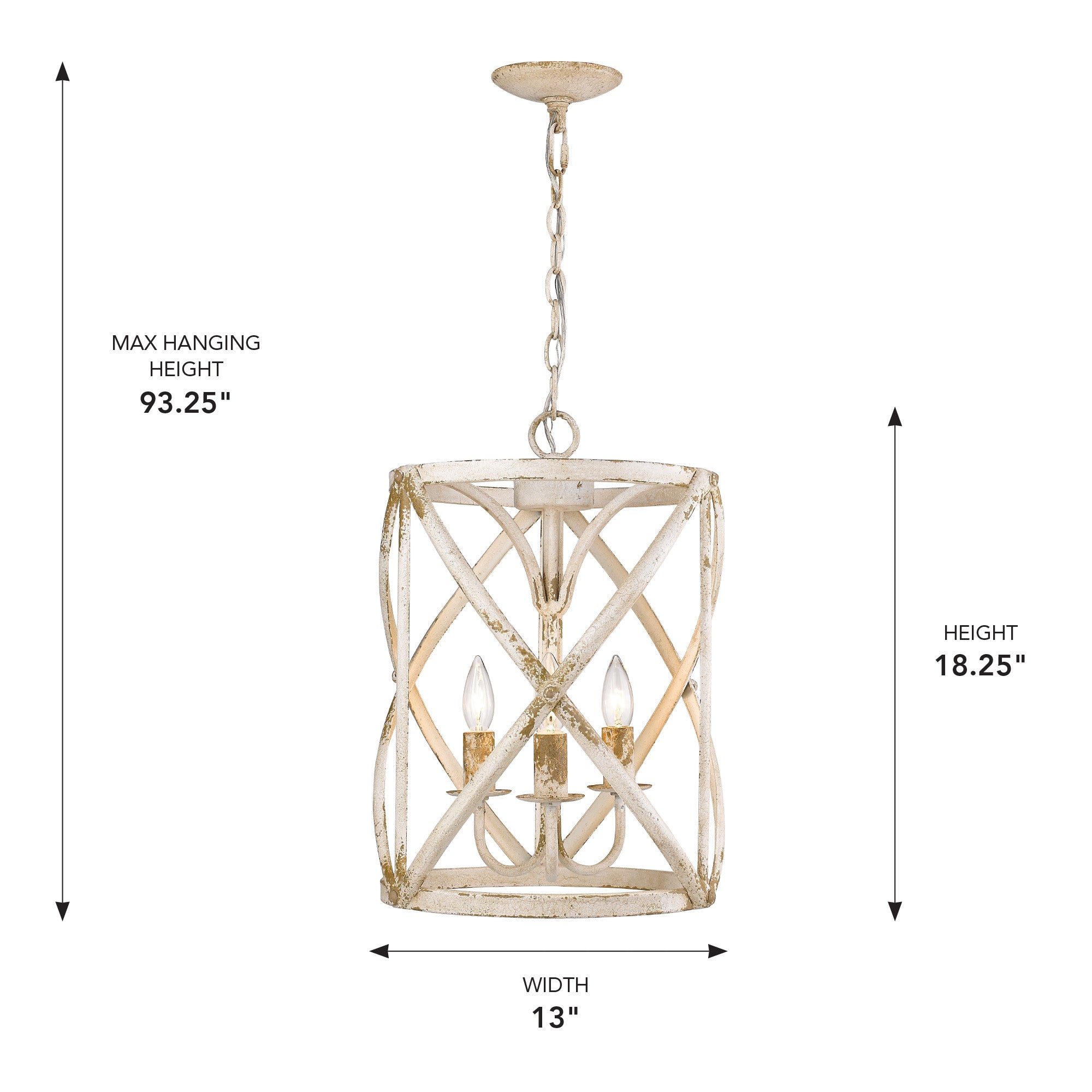 Golden Lighting Alcott 3-light Pendant in Antique Ivory - - Golden Lighting