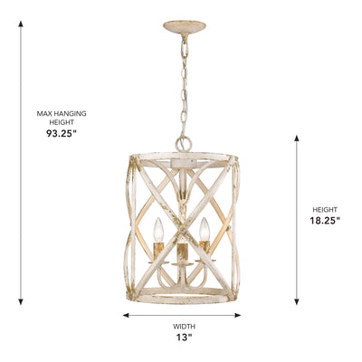 Golden Lighting Alcott 3-light Pendant in Antique Ivory - - Golden Lighting