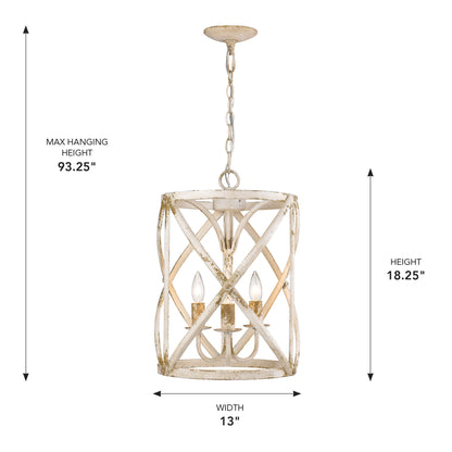 Golden Lighting Alcott 3-light Pendant in Antique Ivory - - Golden Lighting