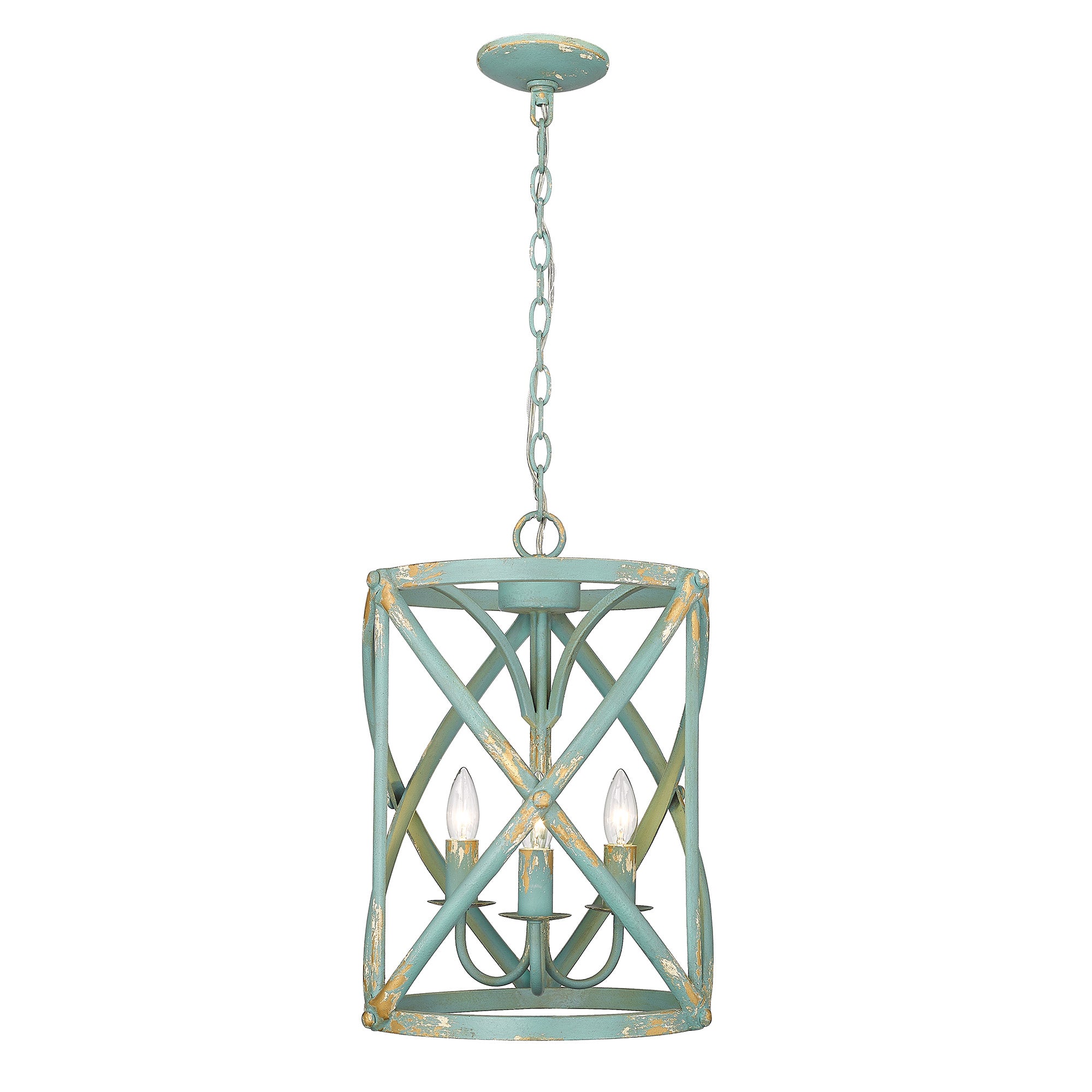 Golden Lighting Alcott 3-light Pendant in Antique Teal - - Golden Lighting