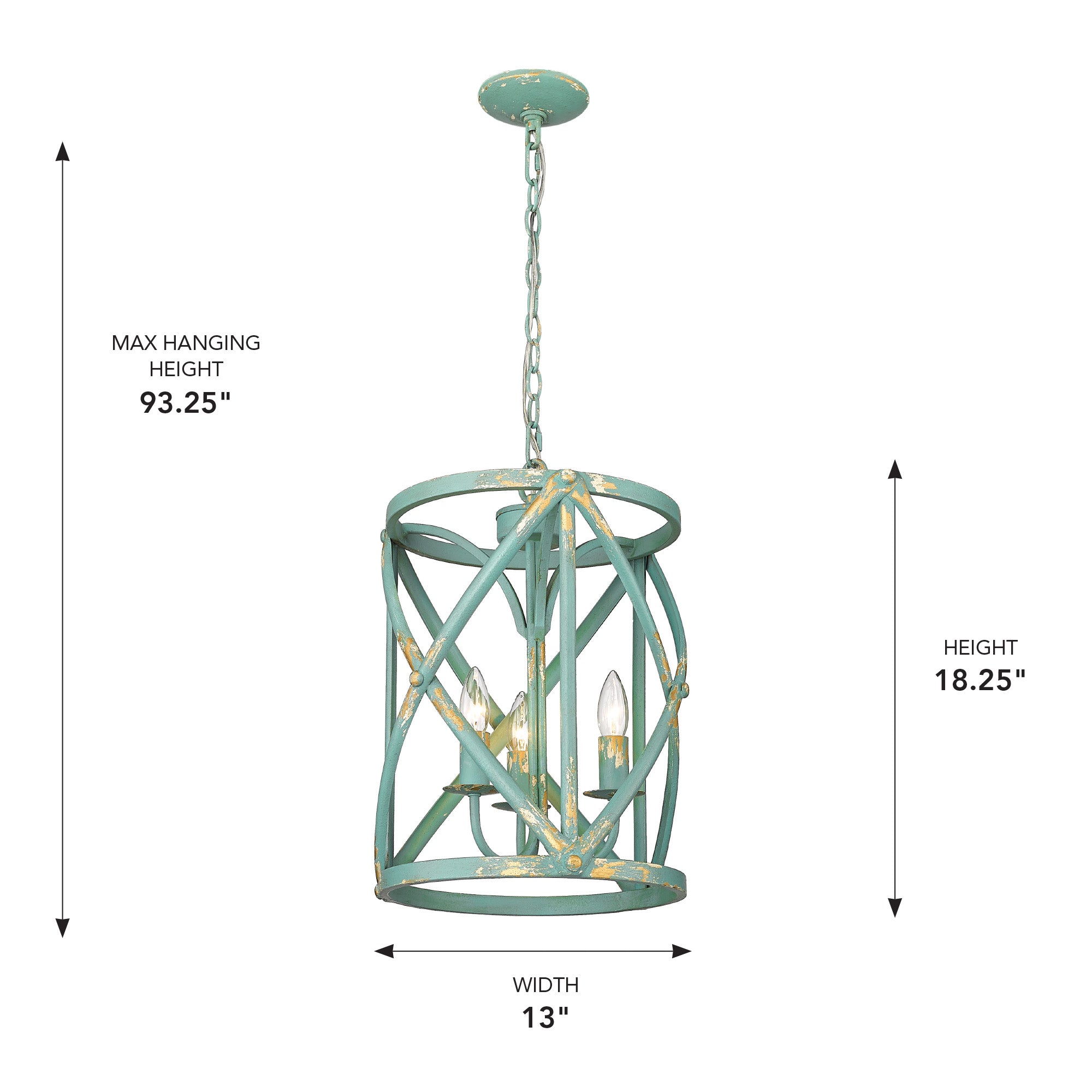 Golden Lighting Alcott 3-light Pendant in Antique Teal - - Golden Lighting
