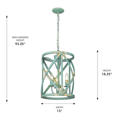 Golden Lighting Alcott 3-light Pendant in Antique Teal - - Golden Lighting