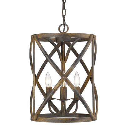 Golden Lighting Alcott 3-light Pendant in Antique Black Iron