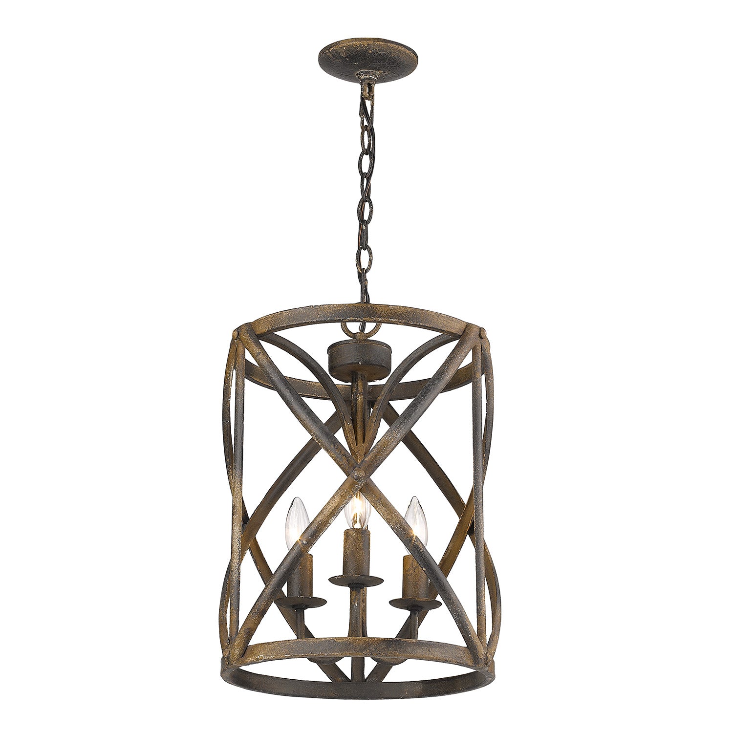 Alcott 3-Light Pendant in Antique Black Iron - Antique Black Iron / Antique Black Iron / Black - Golden Lighting