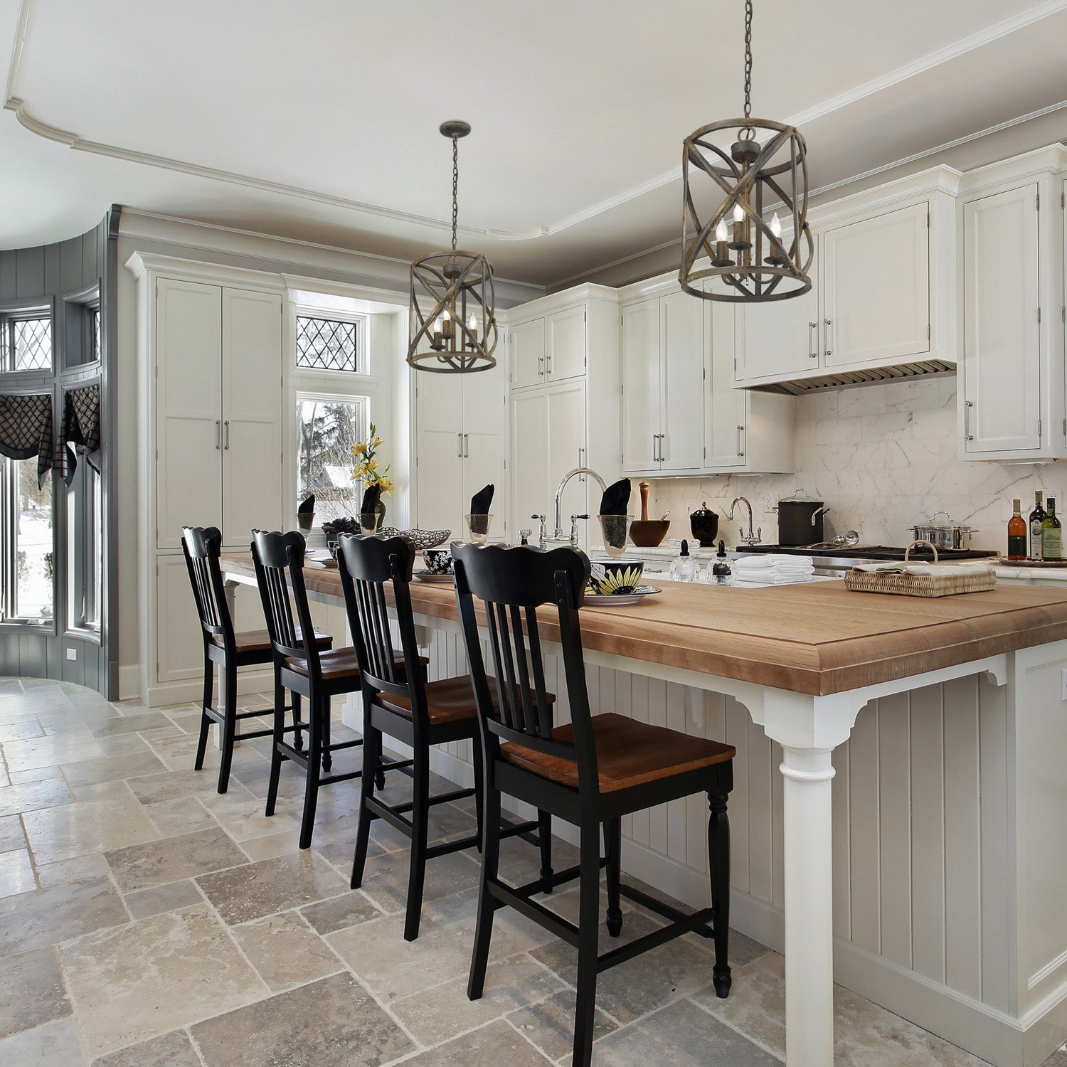 Golden Lighting Alcott 3-light Pendant in Antique Black Iron