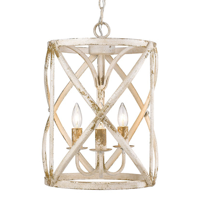 Alcott 3-Light Pendant in Antique Ivory - - Golden Lighting