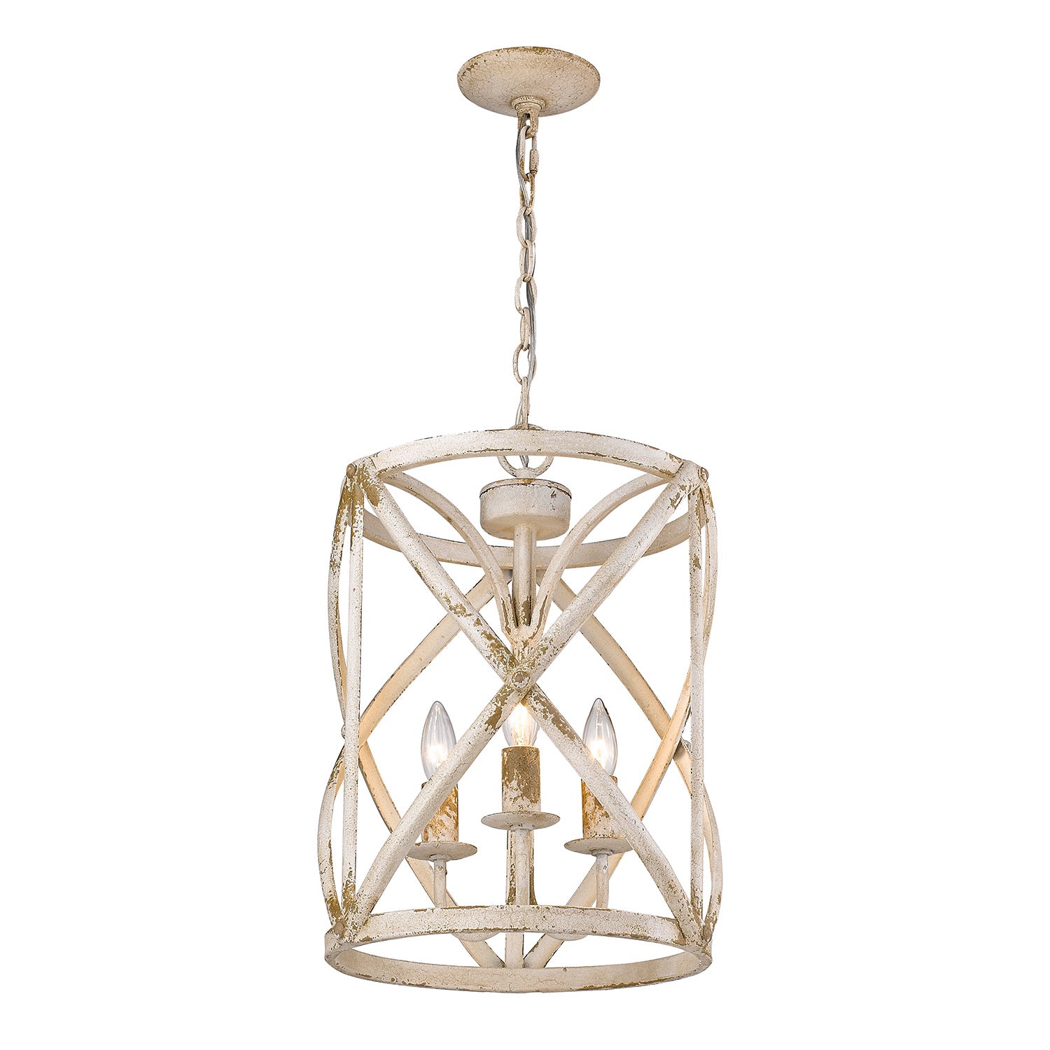 Alcott 3-Light Pendant in Antique Ivory - Antique Ivory / Antique Ivory / Beige - Golden Lighting