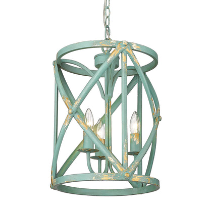 Alcott TEAL 3 Light Pendant in Teal with Antique Teal Shade - Teal / Antique Teal / Blue - Golden Lighting