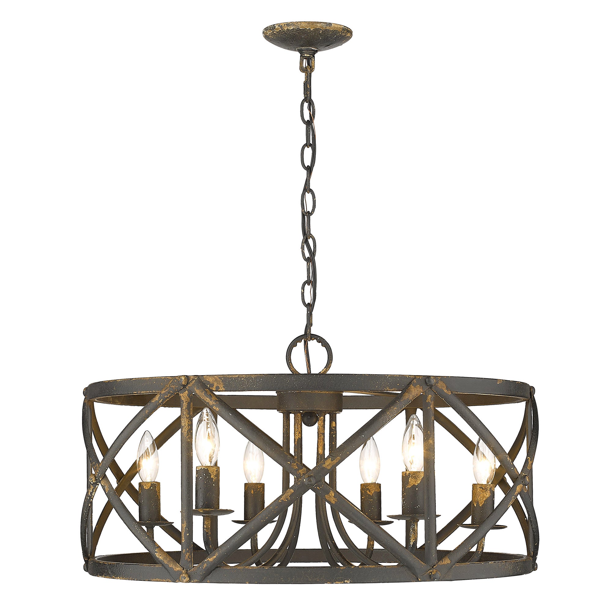Golden Lighting Alcott 6-light Chandelier in Antique Black Iron - - Golden Lighting