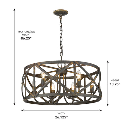 Golden Lighting Alcott 6-light Chandelier in Antique Black Iron - - Golden Lighting