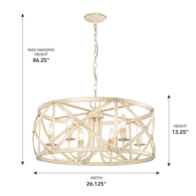 Golden Lighting Alcott 6-light Chandelier in Antique Ivory - - Golden Lighting