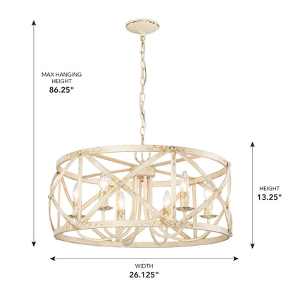 Golden Lighting Alcott 6-light Chandelier in Antique Ivory - - Golden Lighting
